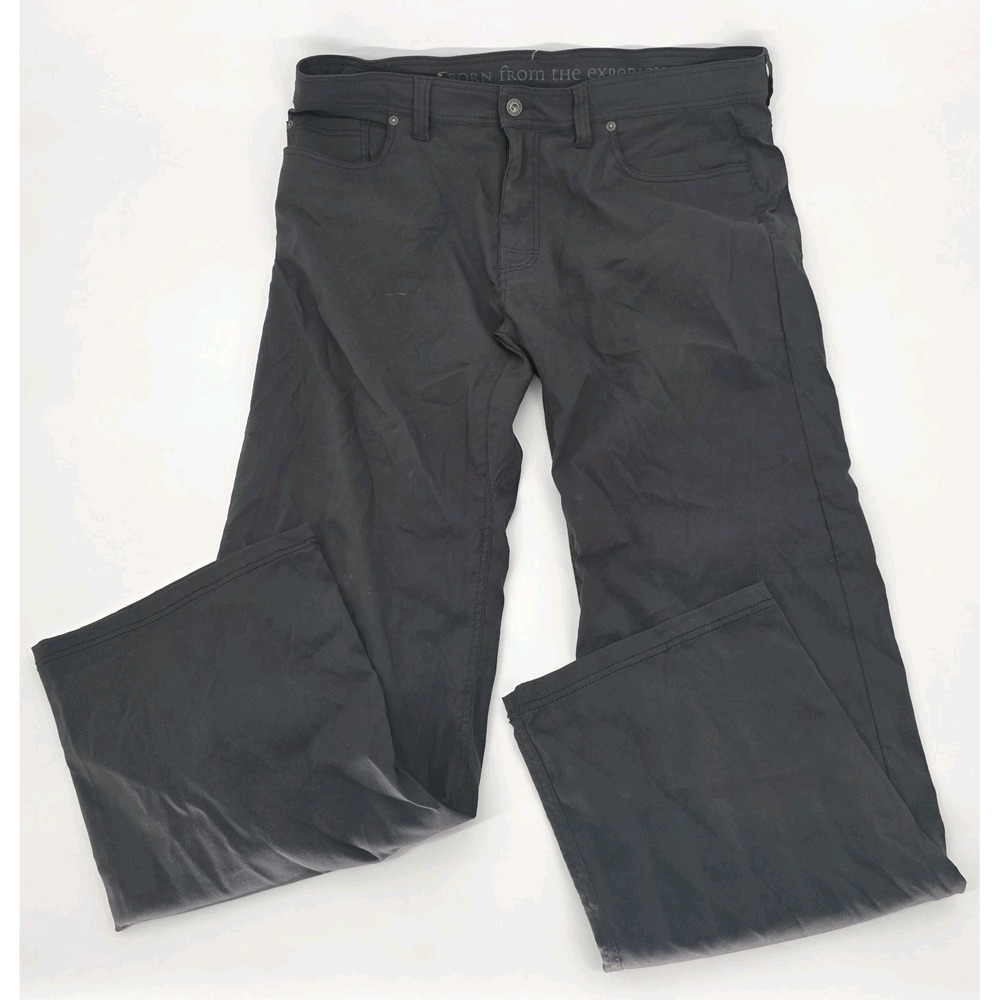 Prana Slim Fit Nylon Stretch Grey Hiking Pants Mens 38 X 32 Water Resistant Camp